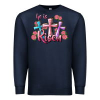 Navy He Is Risen Cross Premium Sweatshirt - RanaPortraitStore