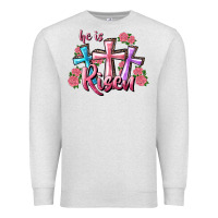Oatmeal Heather He Is Risen Cross Premium Sweatshirt - RanaPortraitStore