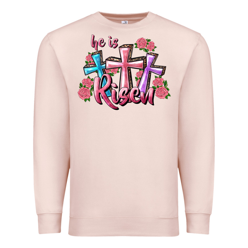 He Is Risen Cross Premium Sweatshirt by RanaPortraitStore | Teevron