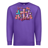 Purple He Is Risen Cross Premium Sweatshirt - RanaPortraitStore