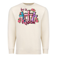 Sandshell He Is Risen Cross Premium Sweatshirt - RanaPortraitStore