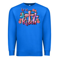 True Royal He Is Risen Cross Premium Sweatshirt - RanaPortraitStore