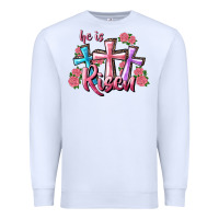 White He Is Risen Cross Premium Sweatshirt - RanaPortraitStore