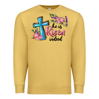 Antique Gold He Is Risen Indeed Cross And Flowers Premium Sweatshirt - RanaPortraitStore