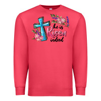 Cardinal He Is Risen Indeed Cross And Flowers Premium Sweatshirt - RanaPortraitStore
