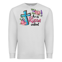 Dove Grey He Is Risen Indeed Cross And Flowers Premium Sweatshirt - RanaPortraitStore