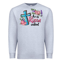 Heather Grey He Is Risen Indeed Cross And Flowers Premium Sweatshirt - RanaPortraitStore