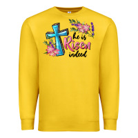 Lemon He Is Risen Indeed Cross And Flowers Premium Sweatshirt - RanaPortraitStore