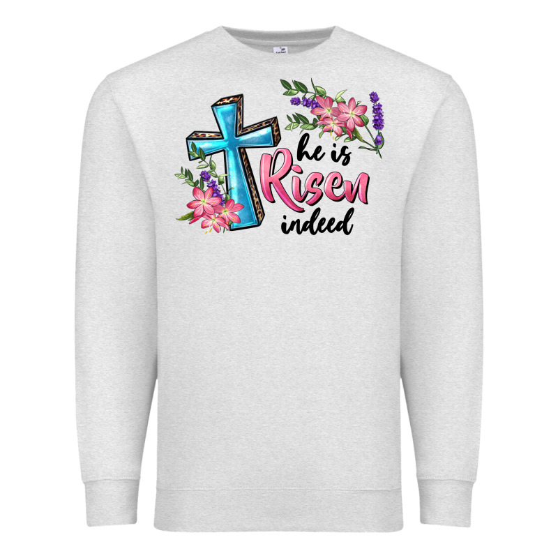 He Is Risen Indeed Cross And Flowers Premium Sweatshirt by RanaPortraitStore | Teevron