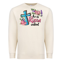 Sandshell He Is Risen Indeed Cross And Flowers Premium Sweatshirt - RanaPortraitStore