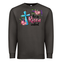 Smoke He Is Risen Indeed Cross And Flowers Premium Sweatshirt - RanaPortraitStore