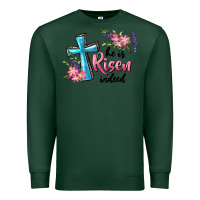 Sports Green He Is Risen Indeed Cross And Flowers Premium Sweatshirt - RanaPortraitStore