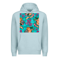 Blue Mist valentines day cupid and neon heart seamless pattern Premium Hoodie - BundleAndBundleShop