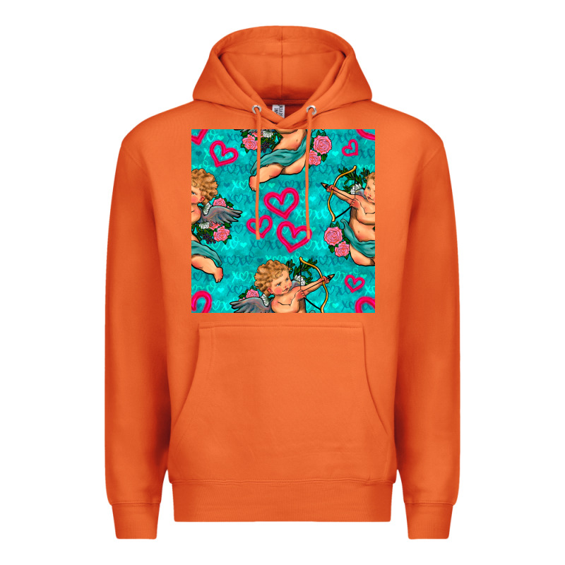 Valentines Day Cupid And Neon Heart Seamless Pattern Premium Hoodie by BundleAndBundleShop | Teevron