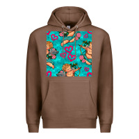 Chestnut valentines day cupid and neon heart seamless pattern Premium Hoodie - BundleAndBundleShop