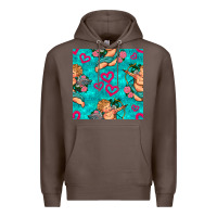 Coffee valentines day cupid and neon heart seamless pattern Premium Hoodie - BundleAndBundleShop