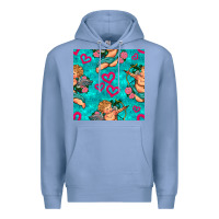 Colony Blue valentines day cupid and neon heart seamless pattern Premium Hoodie - BundleAndBundleShop