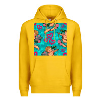 Lemon valentines day cupid and neon heart seamless pattern Premium Hoodie - BundleAndBundleShop