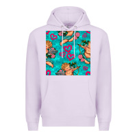 Lilac valentines day cupid and neon heart seamless pattern Premium Hoodie - BundleAndBundleShop