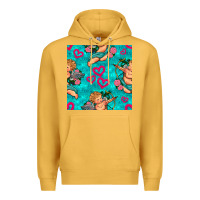 Mustard valentines day cupid and neon heart seamless pattern Premium Hoodie - BundleAndBundleShop