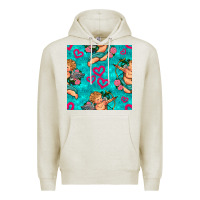 Oatmeal Heather valentines day cupid and neon heart seamless pattern Premium Hoodie - BundleAndBundleShop