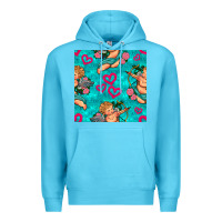 Ocean Blue valentines day cupid and neon heart seamless pattern Premium Hoodie - BundleAndBundleShop