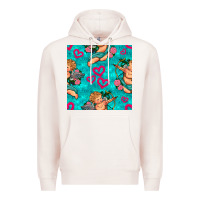 Pale Pink valentines day cupid and neon heart seamless pattern Premium Hoodie - BundleAndBundleShop