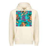 Sandshell valentines day cupid and neon heart seamless pattern Premium Hoodie - BundleAndBundleShop