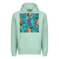 Seafoam valentines day cupid and neon heart seamless pattern Premium Hoodie - BundleAndBundleShop