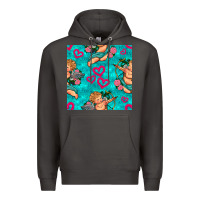 Smoke valentines day cupid and neon heart seamless pattern Premium Hoodie - BundleAndBundleShop