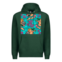 Sports Green valentines day cupid and neon heart seamless pattern Premium Hoodie - BundleAndBundleShop