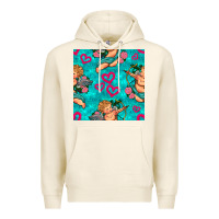 Tofu valentines day cupid and neon heart seamless pattern Premium Hoodie - BundleAndBundleShop