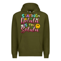 Army Green staying delulu is the solulu Premium Hoodie - Artiststas