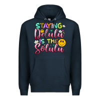 Navy staying delulu is the solulu Premium Hoodie - Artiststas