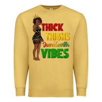 Antique Gold thick thighs juneteenth vibes with afro black woma Premium Sweatshirt - texasbilliewilder
