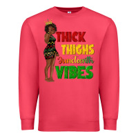 Cardinal thick thighs juneteenth vibes with afro black woma Premium Sweatshirt - texasbilliewilder