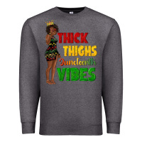 Charcoal Heather thick thighs juneteenth vibes with afro black woma Premium Sweatshirt - texasbilliewilder