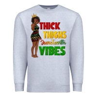 Heather Grey thick thighs juneteenth vibes with afro black woma Premium Sweatshirt - texasbilliewilder