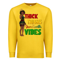 Lemon thick thighs juneteenth vibes with afro black woma Premium Sweatshirt - texasbilliewilder