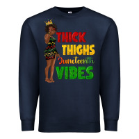 Navy thick thighs juneteenth vibes with afro black woma Premium Sweatshirt - texasbilliewilder