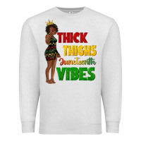 Oatmeal Heather thick thighs juneteenth vibes with afro black woma Premium Sweatshirt - texasbilliewilder