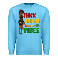 Ocean Blue thick thighs juneteenth vibes with afro black woma Premium Sweatshirt - texasbilliewilder
