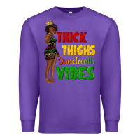 Purple thick thighs juneteenth vibes with afro black woma Premium Sweatshirt - texasbilliewilder