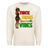 Sandshell thick thighs juneteenth vibes with afro black woma Premium Sweatshirt - texasbilliewilder