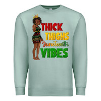 Seafoam thick thighs juneteenth vibes with afro black woma Premium Sweatshirt - texasbilliewilder
