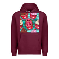 Burgundy valentines day flower cupcakes and serape seamless pattern Premium Hoodie - BundleAndBundleShop