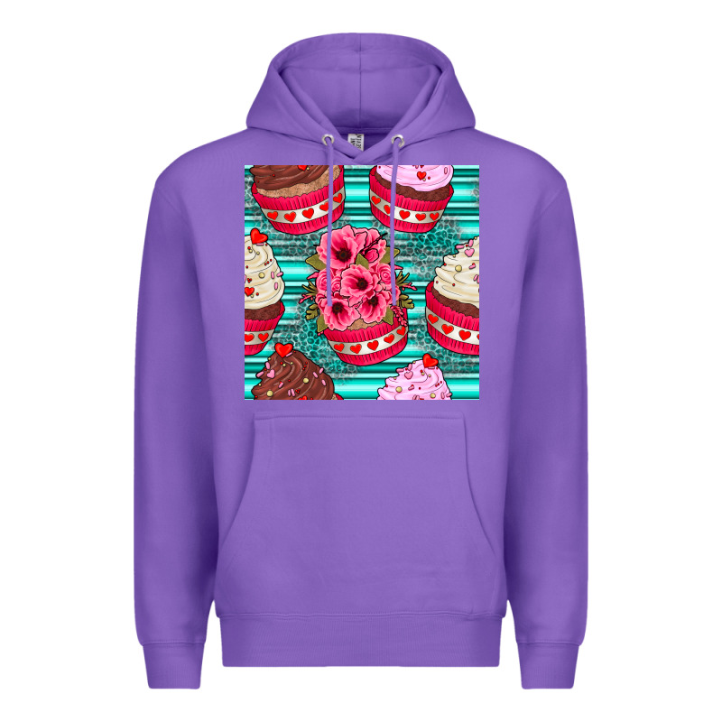 Valentines Day Flower Cupcakes And Serape Seamless Pattern Premium Hoodie by BundleAndBundleShop | Teevron