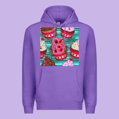 Valentines Day Flower Cupcakes And Serape Seamless Pattern Premium Hoodie Designed By Bundleandbundleshop