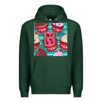Sports Green valentines day flower cupcakes and serape seamless pattern Premium Hoodie - BundleAndBundleShop