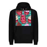 Black valentines day flower cupcakes and serape seamless pattern Premium Hoodie - BundleAndBundleShop